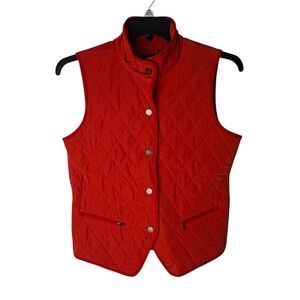 TALBOTS Women's Quilted Red Vest - Sleeveless Button Front Size S